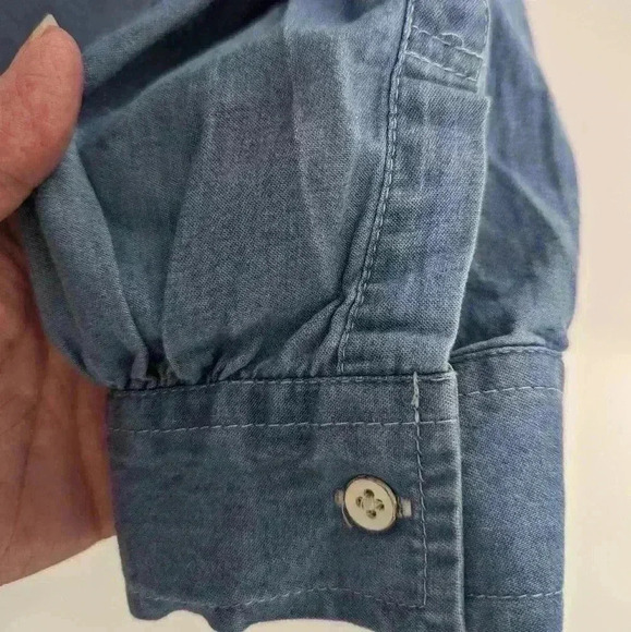 Old Navy Blue Girls Size XL (12-14) Long Sleeve Button Down Top Tunic Length - Picture 4 of 12